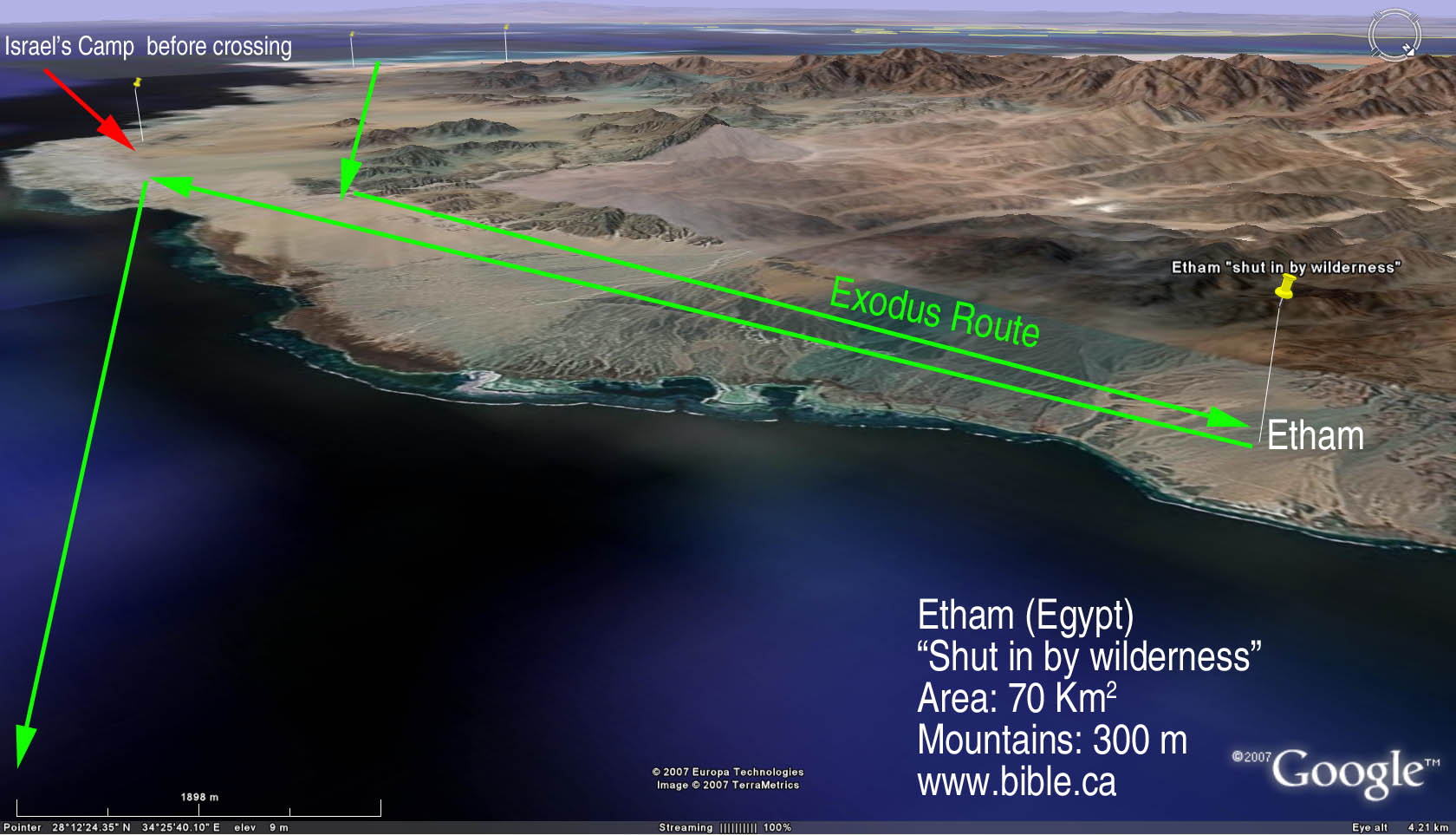 The Exodus Route Etham Shut In By Wilderness