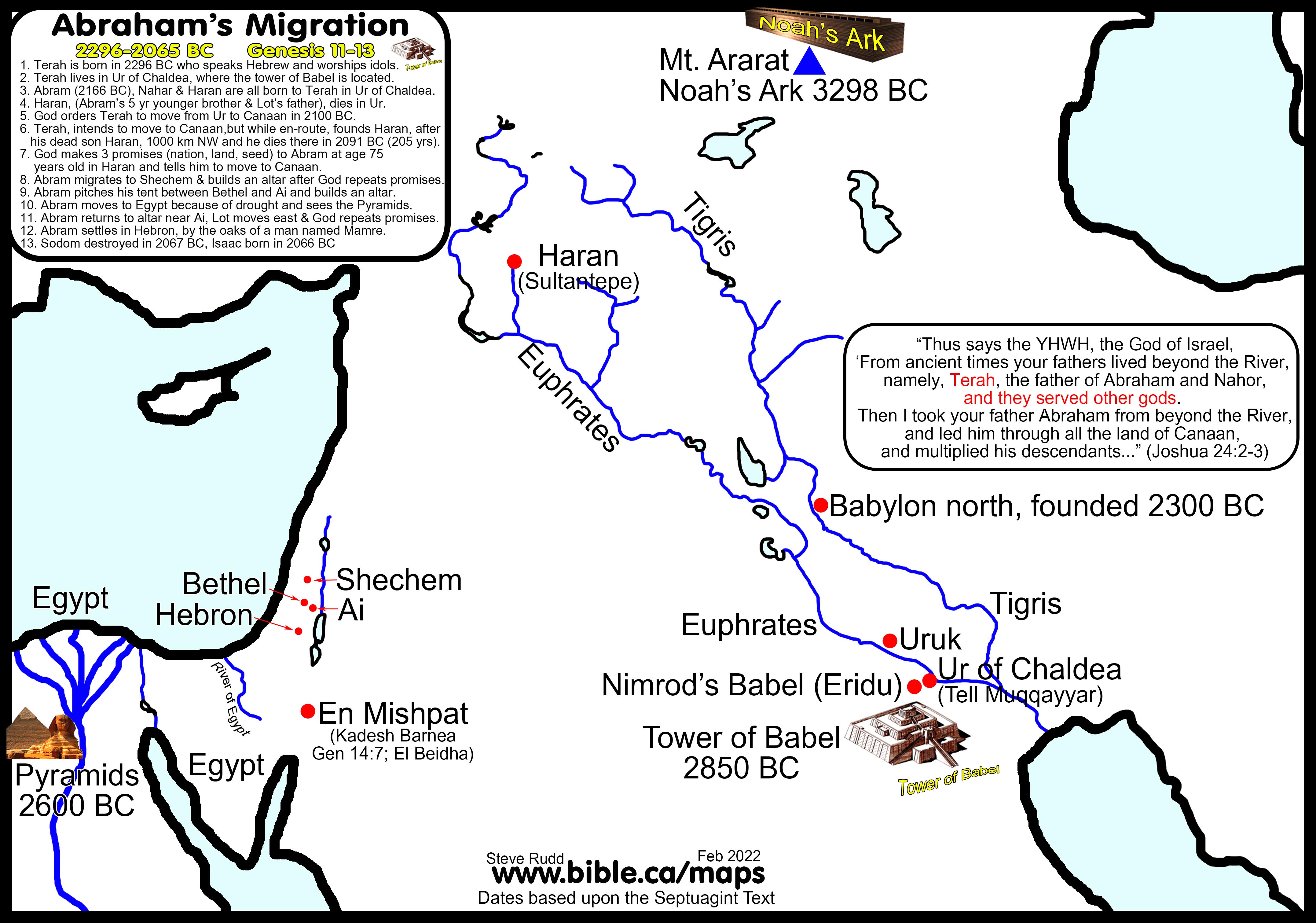 Bible Maps Abraham's Journey 20852073 BC Abram's migration