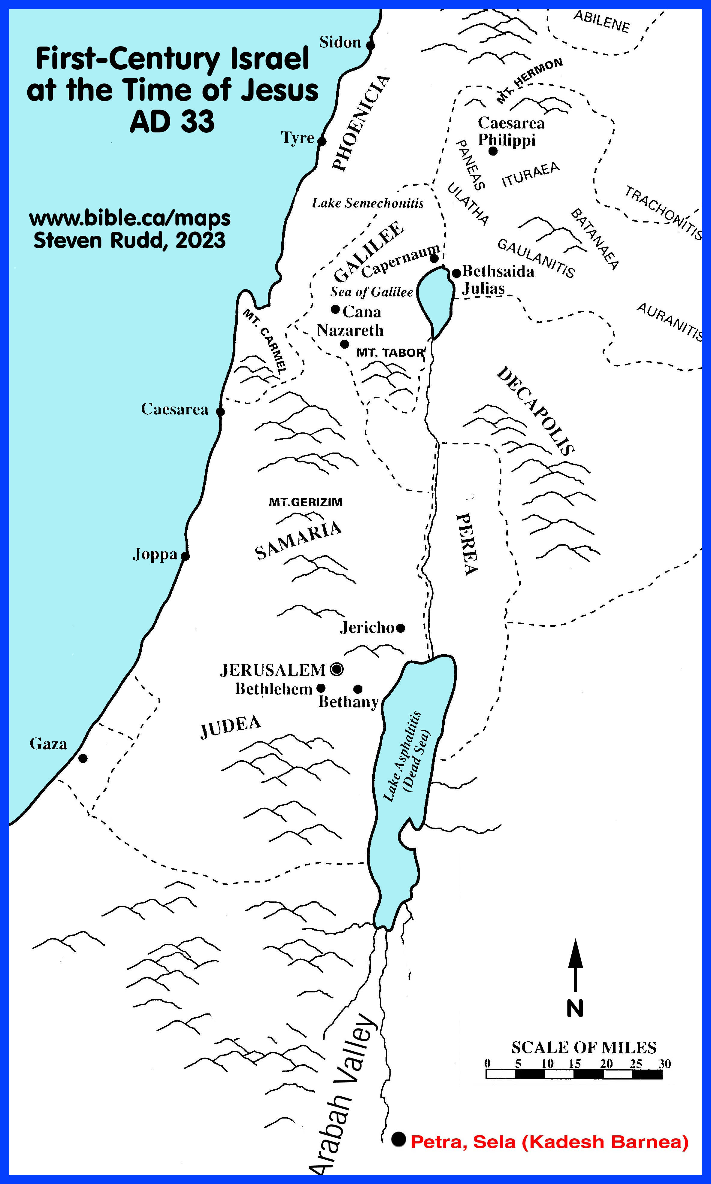 map of israel in jesus time Bible Maps Palestine At The Time Of Jesus 33 Ad